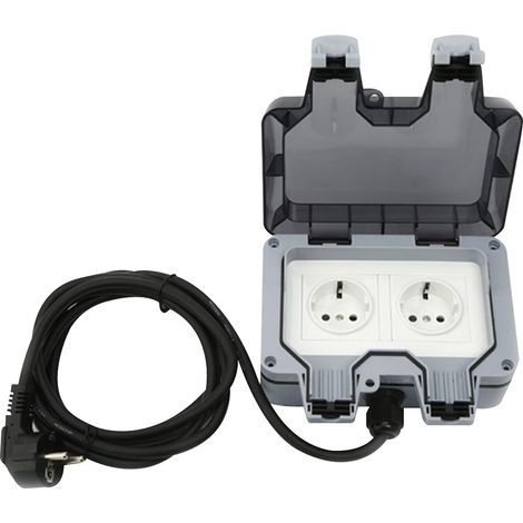 Toma de corriente exterior impermeable IP66 con cable de extensión de 10 metros, toma de pared a prueba de polvo, tomas eléctricas de pared para jardín para cocina, baño, garaje, piscina y jardín