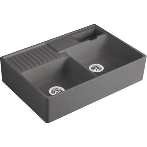 Evier cuisine VILLEROY ET BOCH Tradition Graphite CeramicPlus avec vidage automatique (1/5)