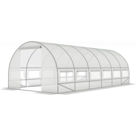 Viking Choice – Serre tunnel aluminium 600 x 300 x 200 cm – 12 fenêtres moustiquaires – Armature métal renforcée – Protection UV et intempéries (1/5)