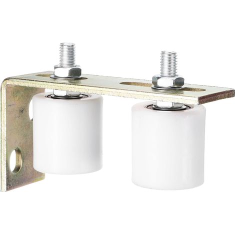 2pcs Galet Guide pour Portail Coulissant 48x50mm, M12 Roulette Nylon avec Équerre Guide au Sol pour Porte Grange Coulissante, Roue Universel avec Roulement à Billes Scellé, Blanc (1/5)