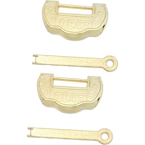 Lot de 2 Serrures Rétro en Alliage de Zinc Doré Cadenas Vintage pour Boîte à Bijoux et Valise Fermoirs Anciens Décoratifs Serrure à Boîte Ancienne pour Coffrets (1/5)