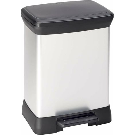 [GEBRAUCHT] B-Ware Curver Deco Bin 240642 Mülleimer 30 L Abfalleimer Treteimer Silber Schwarz