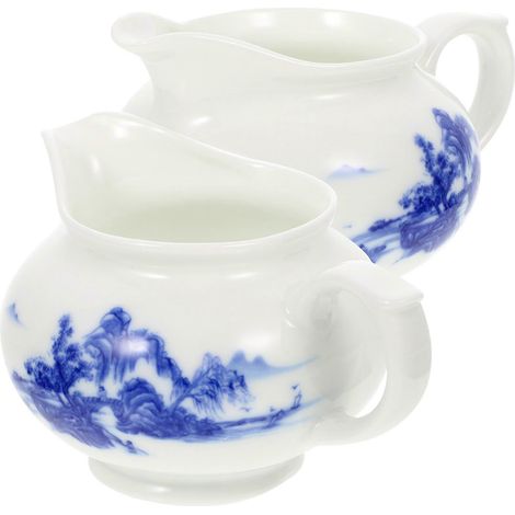 Saucière en céramique compatible avec le distributeur de sauce (2 pièces), bleu et blanc. (1/5)
