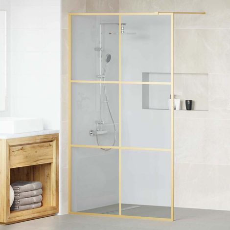 Walk-in Duschwand Gold 115 x 195 cm Gehärtetes Glas (1/5)