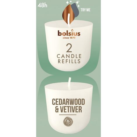 Bolsius Cleanlight Duft-Nachfüller 2er Pack zedernholz & vetiver Duftkerze