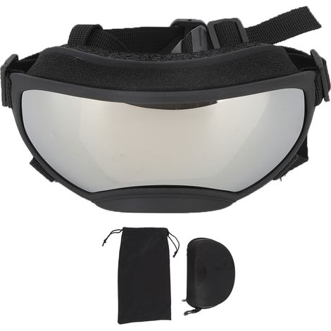 Lunettes de protection UV anti-buée pour grand chien, ajustables et résistantes au vent, sécurité oculaire en extérieur, couleur argent (1/5)