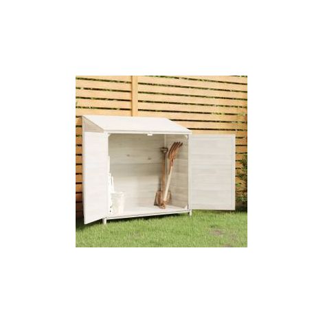 Remise de jardin Blanc 102x52x112 Bois de sapin solide (1/5)
