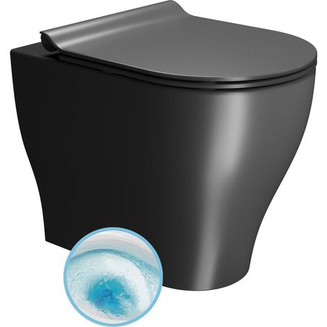 Cuvette TONO, Geniusflush, 36x53cm, siphon en S/Siphon en P, noir double mat (1/3)