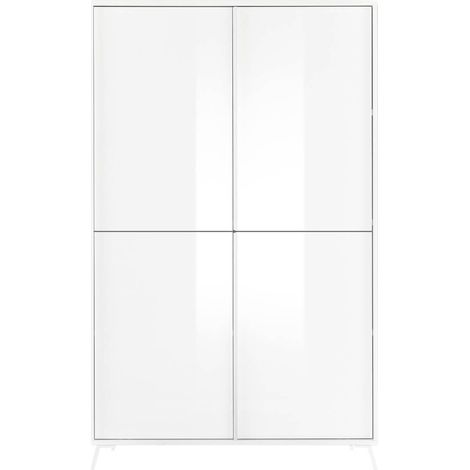 KANSAS WHITE - Rangement 4 portes laqué blanc pieds métal (1/4)