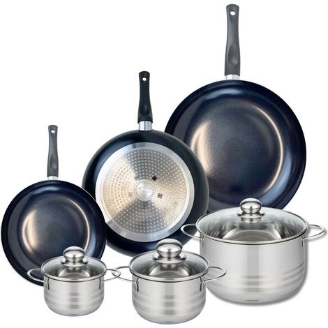 Ensemble de 3 Poêles de cuisson 20, 24 et 28 cm et 3 faitouts 12, 14 et 20 cm Elo Prima Brillant (1/5)