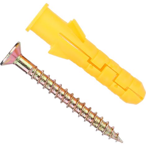Cheville d'ancrage en plastique M10 avec vis autoforeuses et fixations, kit de bricolage quincaillerie pour murs creux et pleins, 50 pièces, robuste et durable. (1/5)
