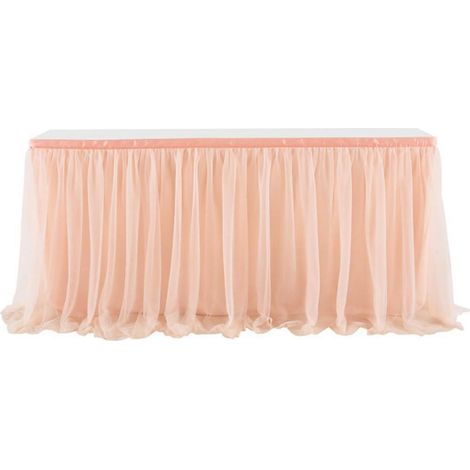 Tüll Tischrock Roségold 275x77cm für Hochzeit, Geburtstag, Party