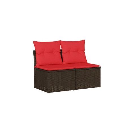 Salon de jardin avec coussins 2pcs marron résine tressée acacia (1/5)