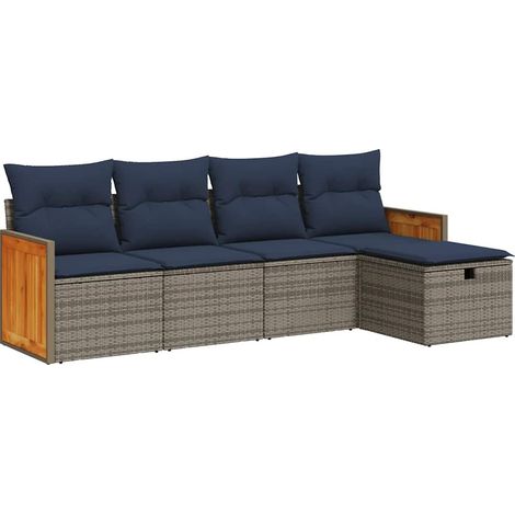 Maison Exclusive - 5-tlg. Garten-Sofagarnitur mit Kissen Grau Pol
