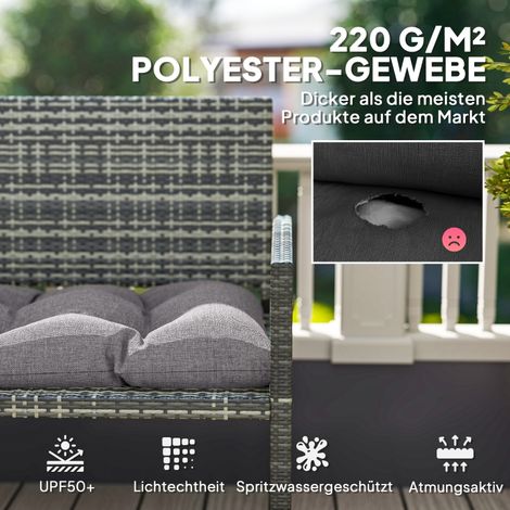 Coussin de banc 105 x 46 x 12,5 cm, avec attaches, pour extérieur, imperméable et anti-UV50+, gris. (1/5)