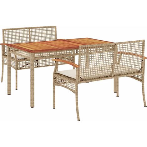 Maison Exclusive - Set comedor de jardín 3 pzas con cojines ratán (1/5)