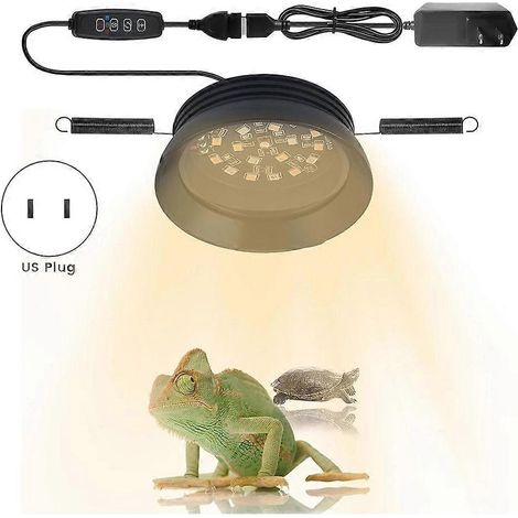Lampe LED UVA UVB à spectre complet pour reptiles avec variateur et minuterie de cycle, adaptée aux dragons barbus, lézards, geckos, serpents, tortues, etc., prise standard américaine. (1/4)