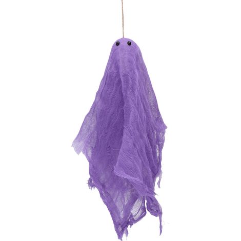 Ornement Fantôme en Gaze - Décoration Suspendue Effrayante pour Arbre Fenêtre Cour Intérieur Extérieur Halloween Violet (1/5)