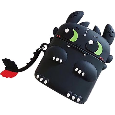 Stoßfeste Bluetooth-Hülle aus Silikon mit Staubschutz für iOS 1/2-Kopfhörer, Cartoon-Design, schwarzer Schutz (1/4)