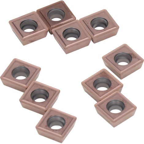 10 Stück Hartmetall-Dreheinsätze für DIY-CNC-Drehmaschinen, Holzbearbeitungswerkzeuge mit Bronzebeschichtung SPMG110408-DG (1/5)