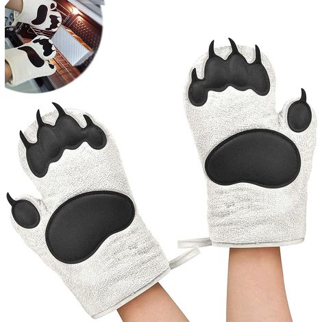 Gants de Cuisine, Gant Anti Chaleur, 1 Paire Griffe d'ours Mignonne Gants Four Antidérapant Design Antidérapant en Silicone (1/5)