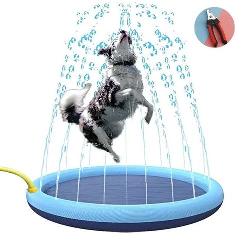 Piscinas para perros, Alfombra de juegos acuáticos para exteriores duradera de 0,50 mm de grosor, juguetes de jardín de verano, Azul, 170 cm (1/5)