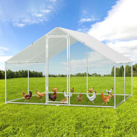 Randaco Enclos poulailler grillagé 3x3x2m avec porte latérale et toit dôme 9 m²