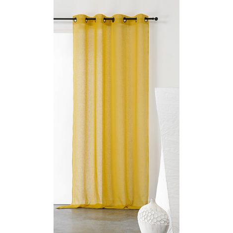 Voilage uni et tamisant en poly/lin Vert pomme 150x240 cm