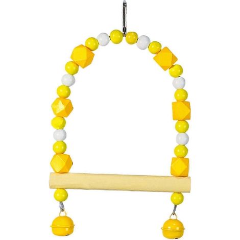 Jouet pour oiseaux perroquets échelle en bois avec clip de suspension pont en bois marches escaliers-Yellow