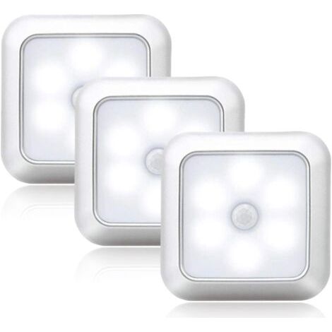 Veilleuse LED Longzhiming - Détecteur de présence - Ensemble de 3 pièces - Détecteurs de présence et de luminosité - Lumière blanche froide - Convient pour les placards, les étagères et les escaliers