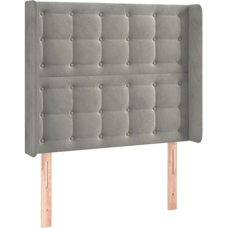 Cabecero accesorio de dormitorio mueble LED 83 x 16 x 118/128 cm tejido de terciopelo gris claro TDL0201256 (1/4)