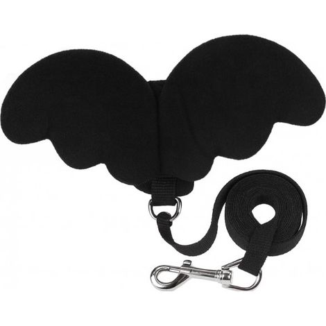 Arnés con alas para perros y gatos pequeños con correa XS 0,5-2 kg (negro) (1/5)
