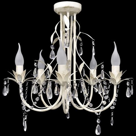 Crystal Pendant Ceiling Lamp Chandelier Elegant 5 Bulb Sockets (1/5)