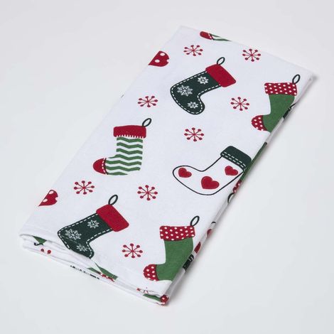 HOMESCAPES Stockings Christmas Tea Towel (1/4)