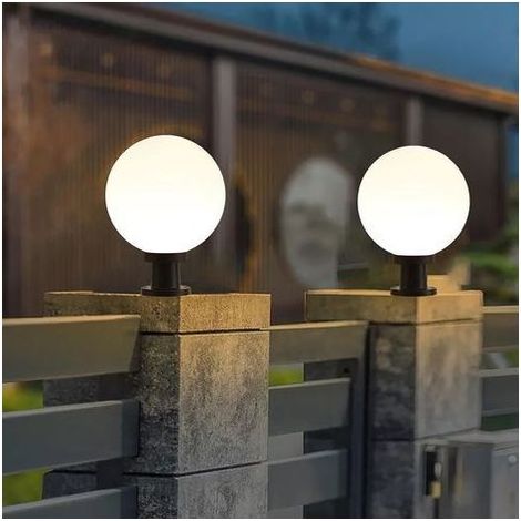 Lampe Globe de Pilier d'Extérieur - Portail de Villa, Poteau de Clôture Étanche E27 pour Jardin et Chemin Paysager (∅20cm)