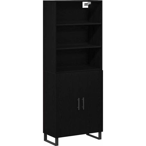 Highboard 2 pcs Schwarz Eichen-Optik Holzwerkstoff