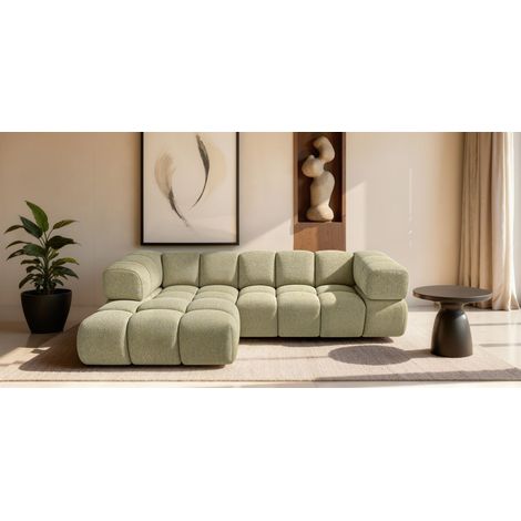 Ecksofa Designersofa BLANCHE in Stoff Puente Sand Ottomane Links
