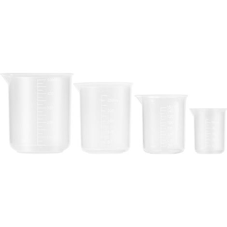 NUOLUX 4 Stück 50 ml / 150 ml / 250 ml / 500 ml Messbecher aus Kunststoff (transparent) (1/4)