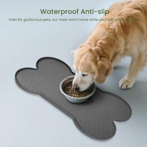 Rutschfeste Silikonmatte für Hundenäpfe – geeignet für kleine und mittelgroße Hunde – 1 Stück, grau, 65 x 33 cm – Crezuo