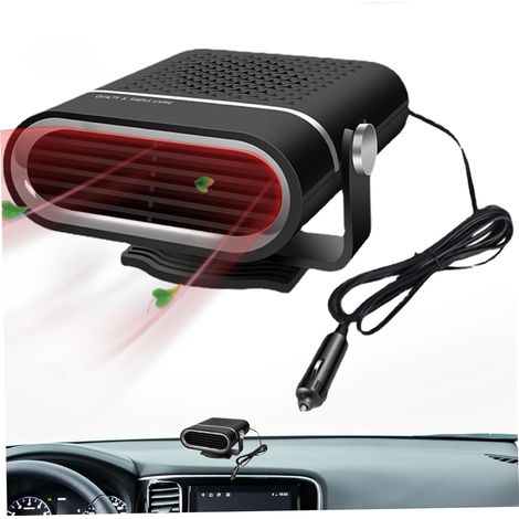 Desempañador de coche, calefactor portátil de 150 W y 12 V, calefactor 2 en 1, ventilador/enfriador, desempañador, descongelación rápida, parabrisas giratorio de 360°