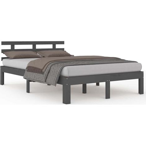 Maison Exclusive - Massivholzbett Grau 150x200 cm (1/5)