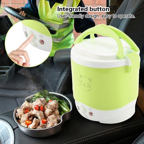 Cuiseur de riz électrique 12V 100W 1L, cuiseur multifonction portable pour voiture, cuiseur vapeur vert, appareil de cuisson nomade (1/3)