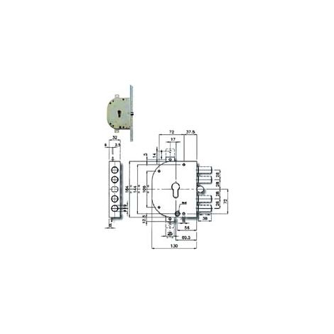 SERRATURA TRIPLICE DA INFILARE CON SCROCCO CIL. EU. BLINDATE 2151PEN  mm.60 SX (2151PEN11)    CR