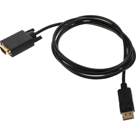 Câble de Transition Léger 1,8m Port D’Affichage vers Vga Compatible Large en Plastique Noir pour Moniteur et Projecteur pour Utilisation en Déplacement (1/5)