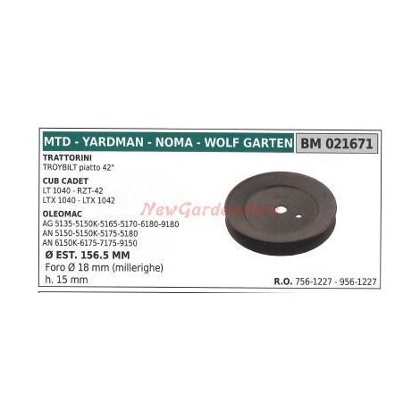 Puleggia per trattorino rasaerba tagliaerba troybilt piatto da 42' MTD 021671