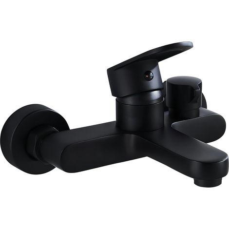1 Mitigeur Baignoire Noir, Laiton H59, 2 Sorties, Filetage 1/2'', Pour Salle De Bain