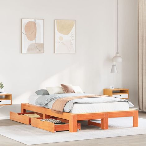 Giroletto senza Materasso Marrone Cera 120x200 cm Legno di Pino vidaXL (1/5)