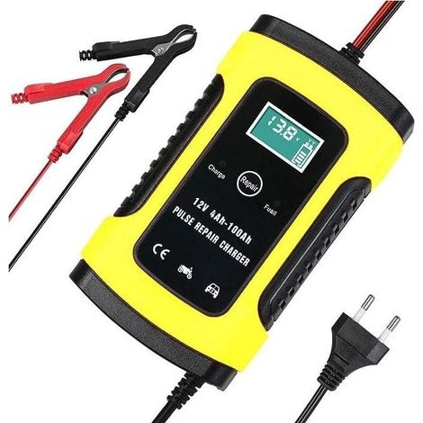 Chargeur et Mainteneur de Batterie Automatique Intelligent,Chargeur de Secours Portable 12V/6A avec Chargeurs à Flotteur de Réparation D'impulsion pour Voiture,Tondeuse à Gazon,Moto,etc (1/5)