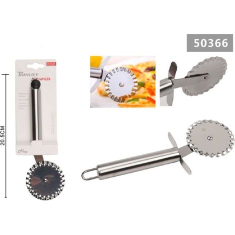 TRADE SHOP - Rotella Tagliapizza In Acciaio 20.5 Cm Cucina Lama Dentata Coltello Ruota 50366 -