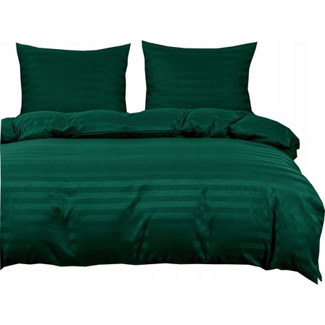 Biancheria da letto da hotel in damasco a righe 140x200 verde bottiglia, verde (1/5)